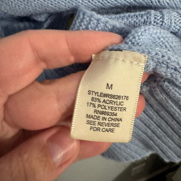 No Comment NY-LA Light Blue Sheep Print Cardigan Sweater Women's Size Medium - Picture 7 of 8